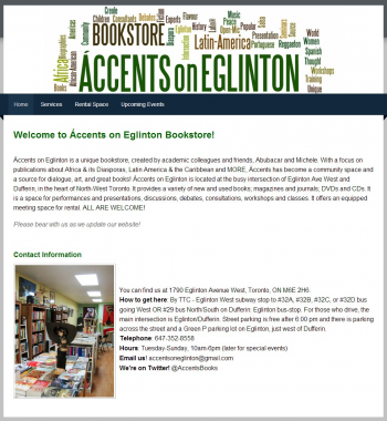 Áccents on Eglinton Bookstore website